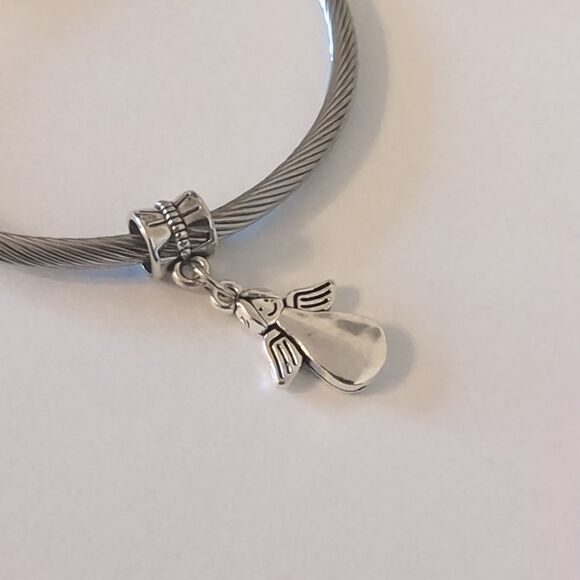 Silver Angel Dangle Charm for Pandora Style Bracelet - Picture 3 of 4